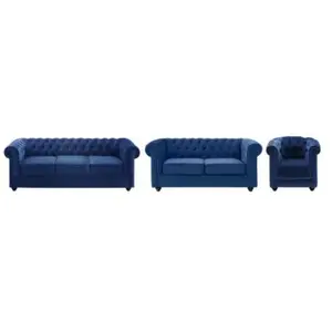 VENTE-UNIQUE Canapé CHESTERFIELD - Velours bleu roi - 3+2+1 places