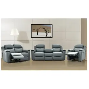 VENTE-UNIQUE Canapé 3+2+1 places relax EVASION en cuir - Gris pas cher