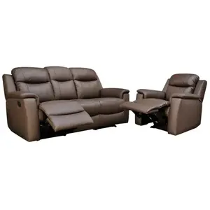 VENTE-UNIQUE Canapé 3 places et un fauteuil relax evasion en cuir - Marron pas cher