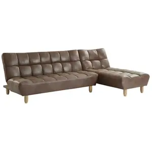 VENTE-UNIQUE Canapé modulable convertible en microfibre vieillie ESTEBAN - Marron vintage pas cher