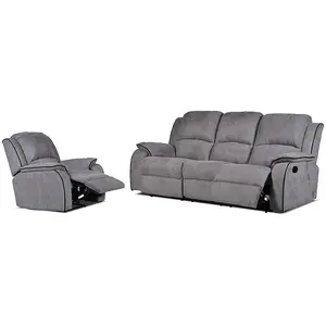 VENTE-UNIQUE Canapé 3+1 places relax en microfibre HERNANI - Gris pas cher