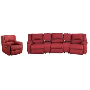 VENTE-UNIQUE Canapé 3 places et un fauteuil relax en cuir AROMA - Rouge