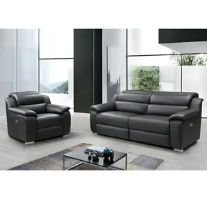 VENTE-UNIQUE Canapé 3 places et fauteuil relax électrique en cuir ARENA III - Noir pas cher