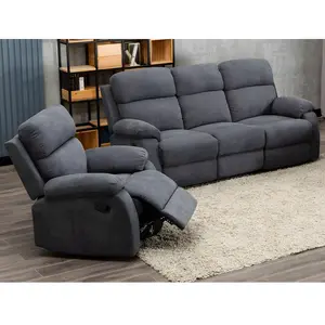 Vente-Unique Canapé 3+1 places relax en tissu TOLZANO - Anthracite pas cher