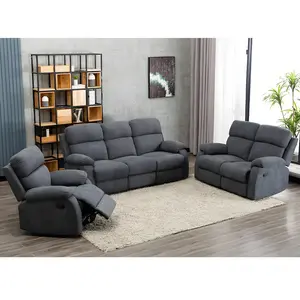 Vente-Unique Canapé 3+2+1 places relax en tissu TOLZANO - Anthracite pas cher
