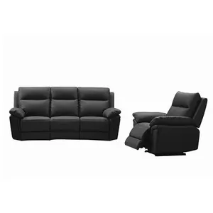 VENTE-UNIQUE Canapé 3 places et un fauteuil relax en cuir de buffle pakita - Noir