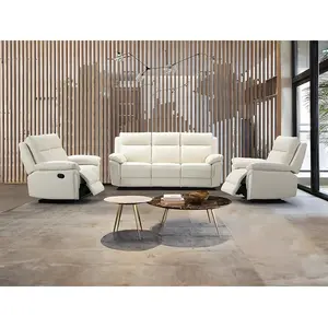 Vente-Unique.com Canapé 3+2+1 places relax en cuir de buffle PAKITA - Ivoire pas cher