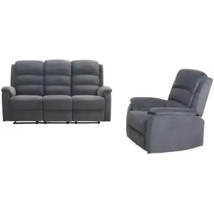 VENTE-UNIQUE Canapé 3 places et fauteuil relax électrique en tissu anthracite NEVERS pas cher