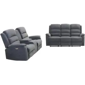 Comparateur de prix : VENTE-UNIQUE Canapés 3 places et 2 places relax électrique en tissu anthracite NEVERS