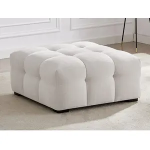 Pouf en tissu chiné beige DILOME de Pascal Morabito pas cher