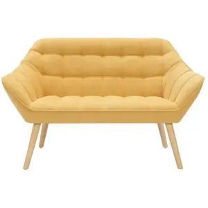 Vente-unique Canapé 2 places en tissu jaune moutarde CASERTA pas cher