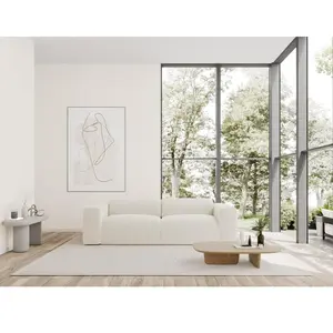 Vente-unique - Canapé 4 places en tissu bouclette blanc pogni de Maison Céphy