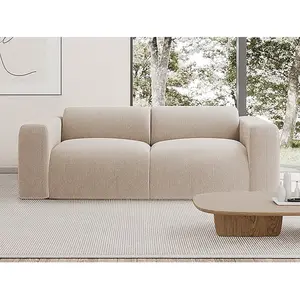 Vente-unique - Canapé 3 places en tissu texturé beige pogni de Maison Céphy pas cher