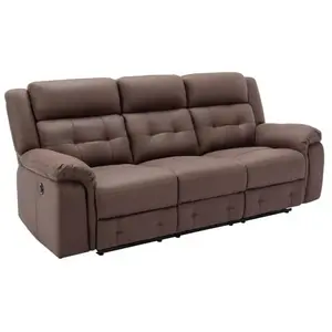 VENTE-UNIQUE Canapé 3 places relax électrique en microfibre aspect cuir vieilli marron ORTIANO pas cher