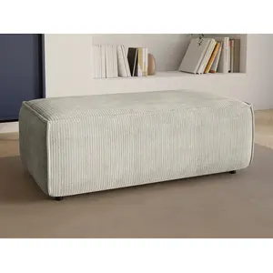 Vente-unique - Pouf en velours côtelé beige amelia pas cher