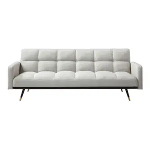 VENTE-UNIQUE Canapé 3 places convertible en tissu beige ROREMA pas cher