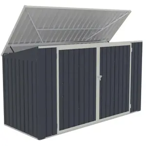 VENTE-UNIQUE Abri pour poubelle triple en acier galvanisé gris anthracite - L237 x P101 x H131 cm - ILARIO pas cher