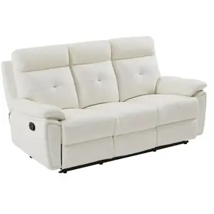Vente-unique - Canapé 3 places relax en cuir blanc vineta