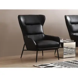 VENTE-UNIQUE Fauteuil en cuir de buffle noir DINNIA pas cher