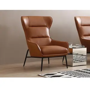 VENTE-UNIQUE Fauteuil en cuir de buffle camel DINNIA pas cher