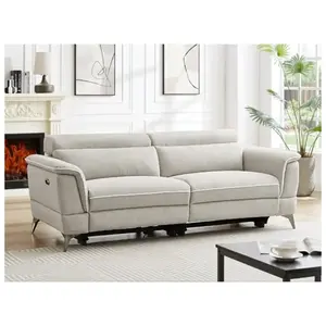 VENTE-UNIQUE Canapé 3 places relax électrique en tissu beige MACARI pas cher