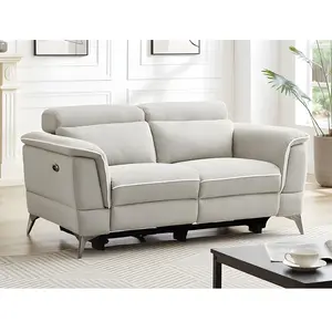 Canapé Relax Electrique 2 Places en Tissu Beige - VENTE-UNIQUE - MACARI pas cher