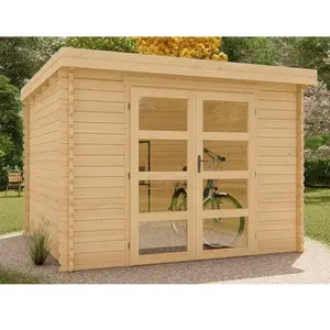 VENTE-UNIQUE Abri de jardin en bois avec toit plat 8,8 m² épaisseur 28 mm - LOTAVIVendu parvente-unique