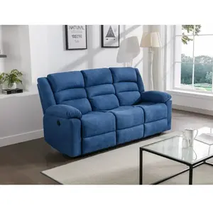 VENTE-UNIQUE Canapé 3 places relax électrique en tissu bleu BUROLO pas cher