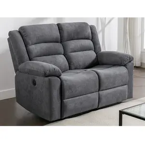 VENTE-UNIQUE Canapé 2 places relax électrique en tissu gris BUROLO pas cher