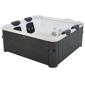 Comparateur de prix : VENTE-UNIQUE Spa semi-rigide 6 places gris anthracite avec LED et accessoires -128 jets - L160 x l160 x H65 cm - NAPUKA