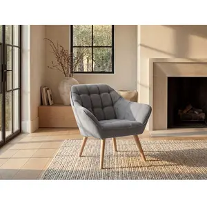 Vente-unique - Fauteuil scandinave - Fauteuil en Tissu Gris Caserta pas cher