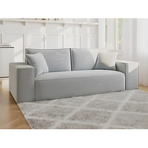 VENTE-UNIQUE Canapé 3 places convertible express en velours côtelé gris -Couchage 140 cm - Matelas 14 cm avec mémoire de forme - AMELIA pas cher