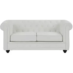 VENTE-UNIQUE Canapé 2 places en simili blanc CHESTERFIELD