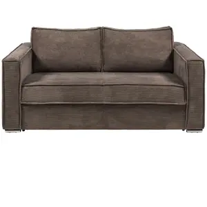 VENTE-UNIQUE Canapé 4 places convertible express en velours côtelé marron - Couchage 160 cm - Matelas 22 cm LORETO pas cher