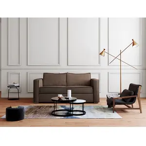 Comparateur de prix : Vente-Unique Canapé 4 places convertible express en velours côtelé marron - Couchage 160 cm - Matelas 14 cm LORETO