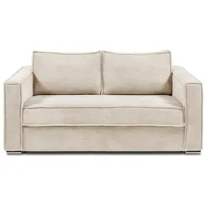 Comparateur de prix : VENTE-UNIQUE Canapé 3 places convertible express en velours côtelé beige - Couchage à lattes larges 140 cm - Matelas 22 cm LORETO