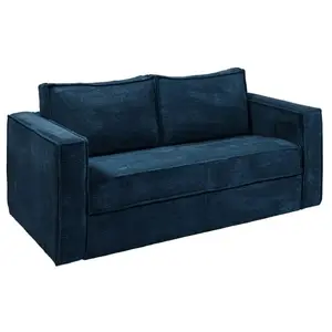 VENTE-UNIQUE Canapé convertible velours 3 places bleu nuit