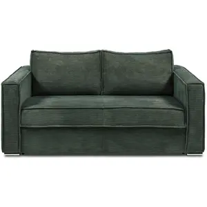 Comparateur de prix : VENTE-UNIQUE Canapé 3 places convertible express en velours côtelé vert sapin - Couchage à lattes larges 140 cm - Matelas 22 cm LORETO