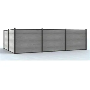 VENTE-UNIQUE Panneaux de clôture à enterrer H.156 cm - kit 6 lames composite + 2 poteaux gris clair - ENOLAVendu parvente-unique