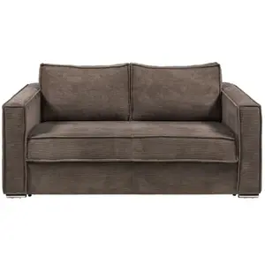 Comparateur de prix : VENTE-UNIQUE Canapé 3 places convertible express en velours côtelé marron - Couchage 140 cm - Matelas 18 cm LORETO
