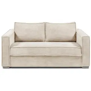 VENTE-UNIQUE Canapé 3 places convertible express en velours côtelé beige - Couchage 140 cm - Matelas 22 cm LORETO pas cher