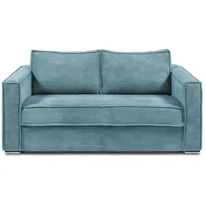 Comparateur de prix : VENTE-UNIQUE Canapé 3 places convertible express en velours côtelé bleu turquoise - Couchage 140 cm - Matelas 22 cm LORETO
