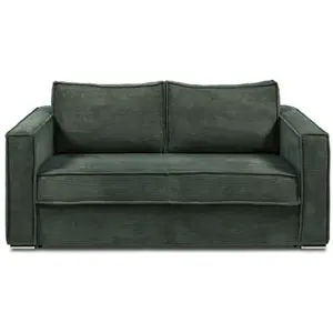 VENTE-UNIQUE Canapé 4 places convertible express en velours côtelé vert sapin - Couchage 160 cm - Matelas 18 cm LORETO pas cher