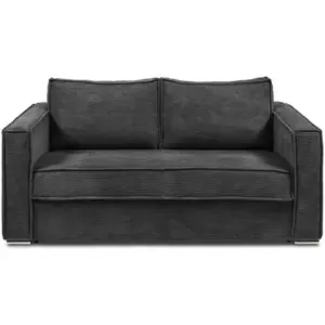Comparateur de prix : VENTE-UNIQUE Canapé 3 places convertible express en velours côtelé gris anthracite - Couchage 140 cm - Matelas 22 cm LORETO