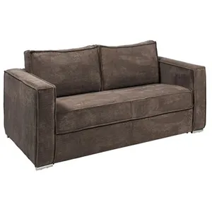 VENTE-UNIQUE Canapé 3 places convertible express en velours côtelé marron - Couchage à lattes larges 140 cm - Matelas 14 cm LORETO pas cher