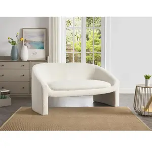 Vente-unique - Canapé 2 Places en Tissu Bouclette Blanc OSSANA pas cher