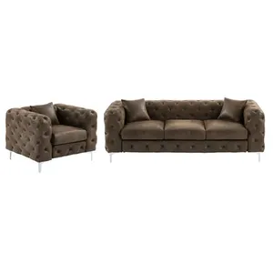 VENTE-UNIQUE Canapé 3 places et fauteuil chesterfield en microfibre as... pas cher