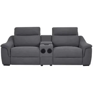 Vente-unique - Canapé 2 places relax électrique en tissu gris vereto pas cher