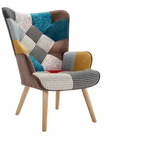 VENTE-UNIQUE Fauteuil en tissu patchwork VATELY pas cher