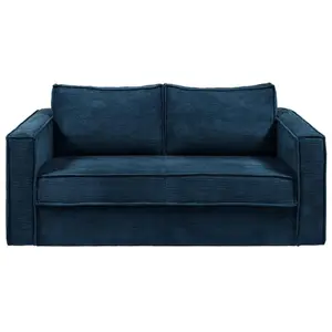 Comparateur de prix : VENTE-UNIQUE Canapé 3 places convertible express en velours côtelé bleu - Couchage à lattes larges 140 cm - Matelas 14 cm LORETO